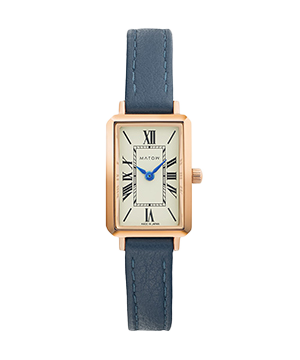 TSUKI 月華 / SQUARE ROSE GOLD CREAM NAVY LEATHER