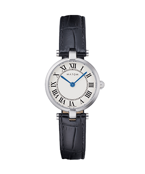 AURA ROUND SILVER BLACK LEATHER