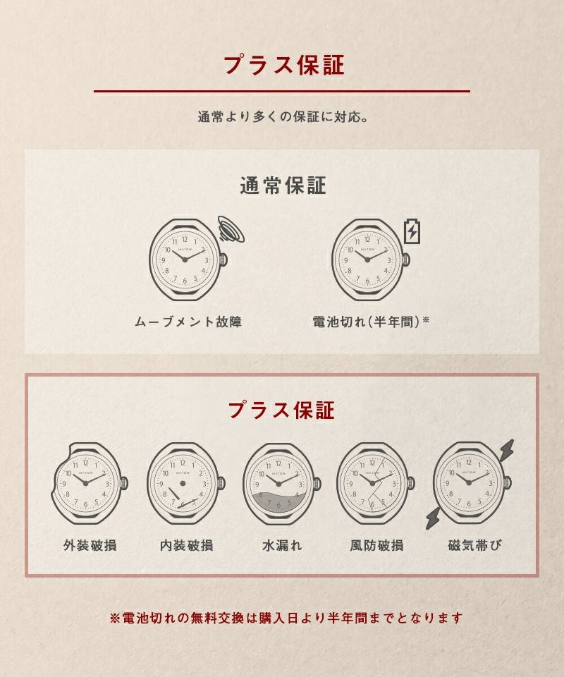 MATOW マトウ 時計保証プラス 2年延長/強化保証（メーカー保証1年用