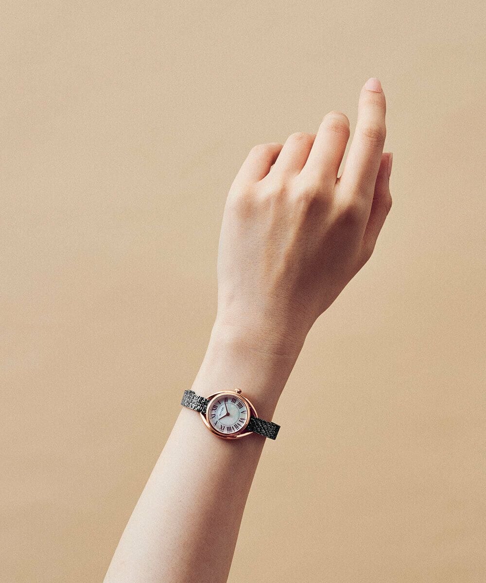MATOW マトウ レディース 腕時計 SHIKI ROUND ROSE GOLD 白亜 / 黒花