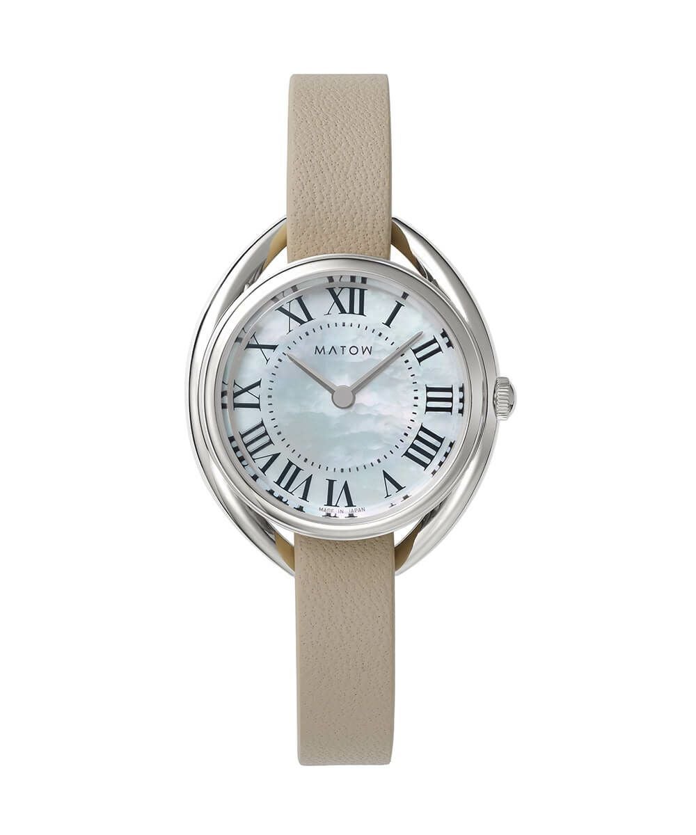 【美品】MATOW マトウ 腕時計 Shiki 白亜 ソーラー電池 MATOW マトウ SHIKI ROUND SILVER 白亜 / HARU かすみ草 レディース