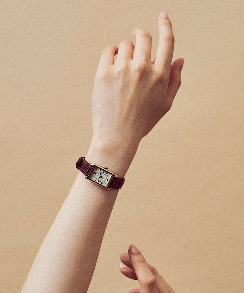 MATOW マトウ TSUKI 朧月 / SQUARE ROSE GOLD BROWN LEATHER