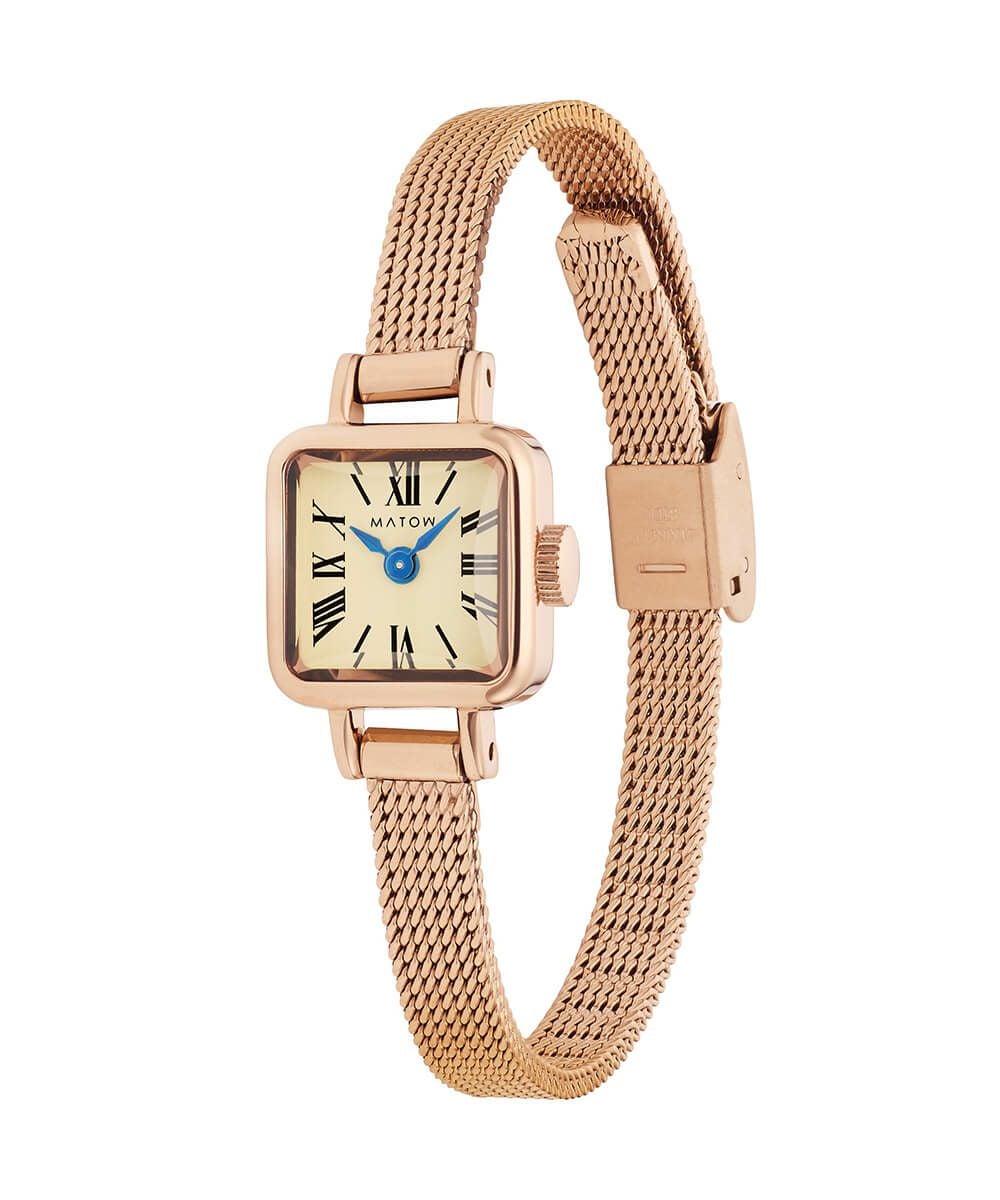 MATOW マトウ TSUKI 淡月 / MINI SQUARE ROSE GOLD CHAMPAGNE MESH