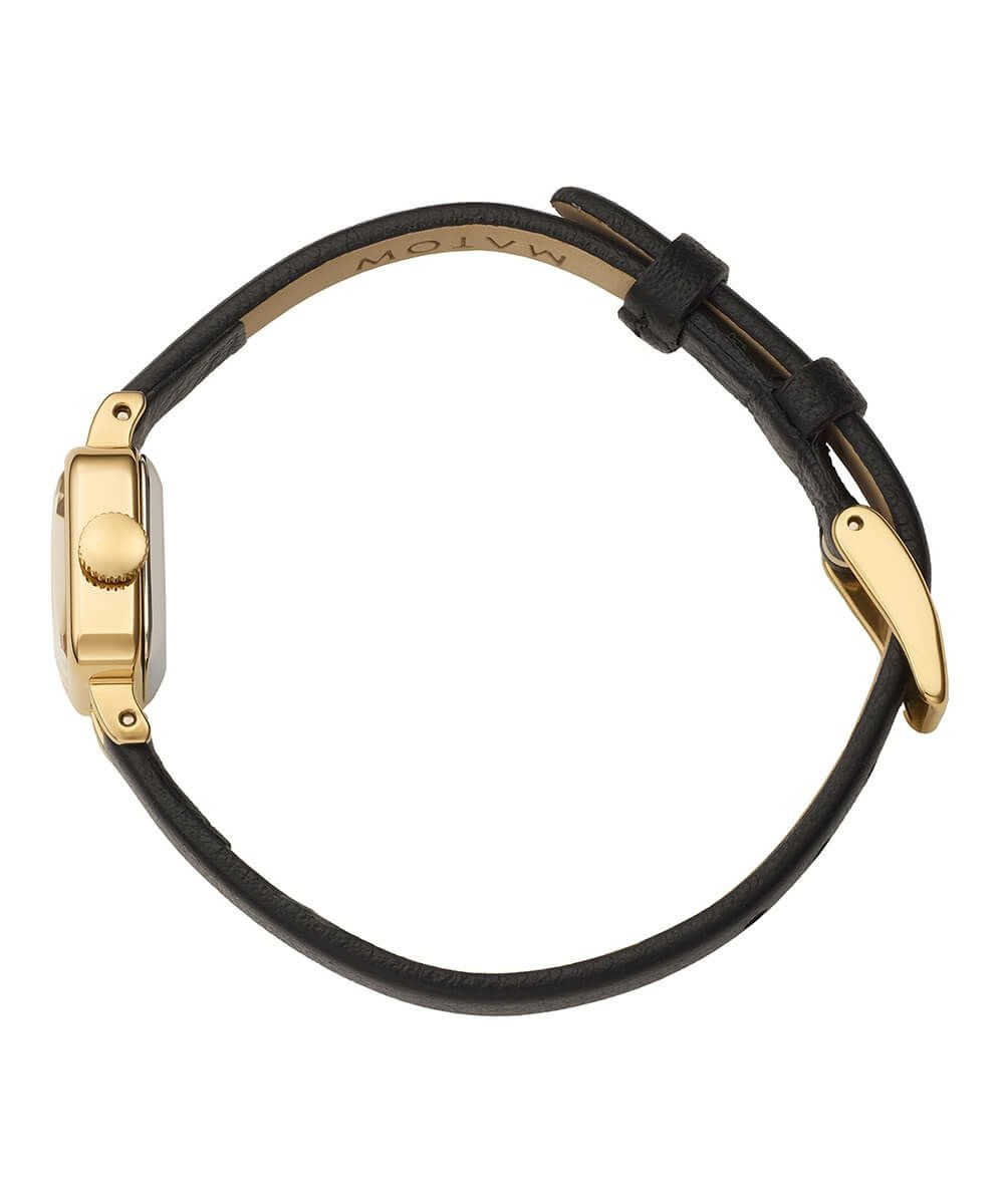 MATOW 淡月　アナログ腕時計 ブラック・ゴールド MATOW マトウ TSUKI 淡月 / MINI SQUARE GOLD WHITE BLACK LEATHER