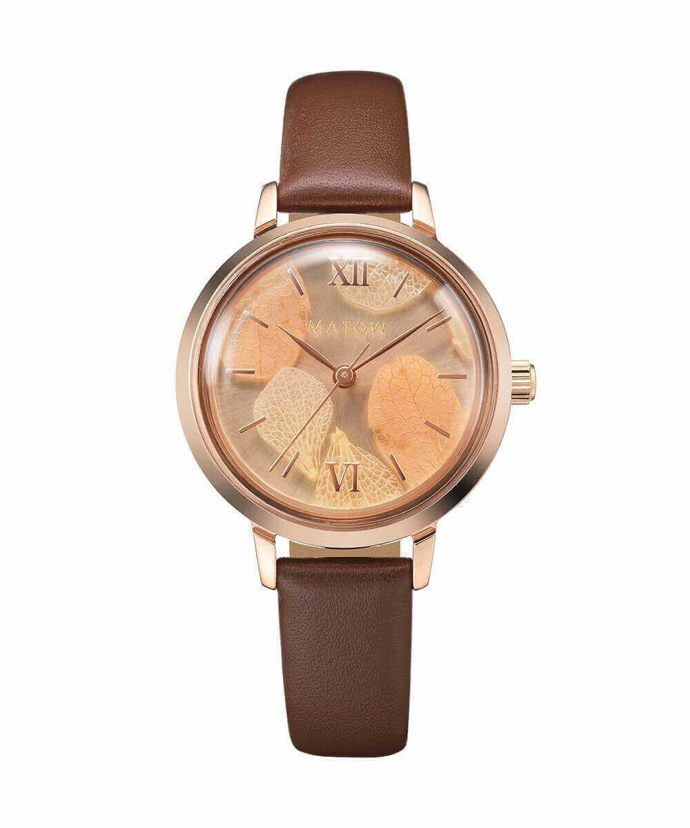 レディース　時計 MATOW マトウ SHIKI BOUQUET 紅葉 ROSE GOLD BROWN LEATHER レディース