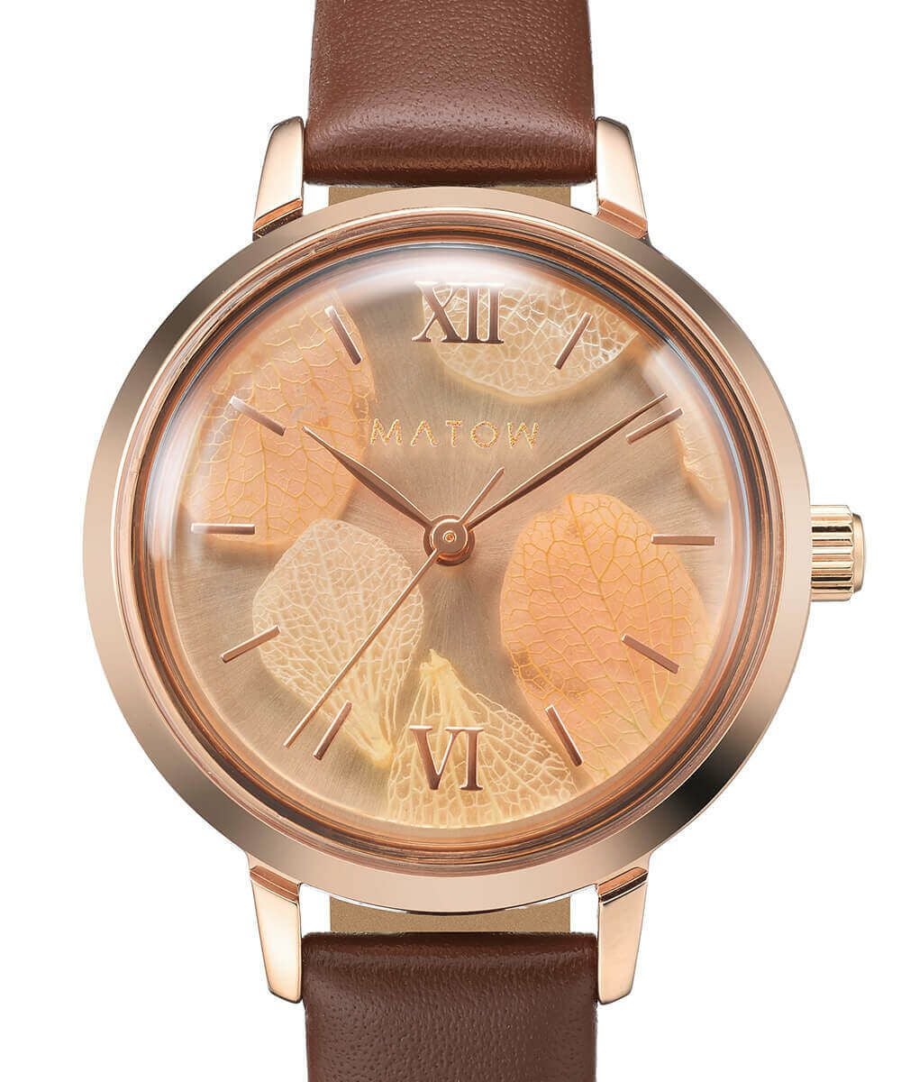 MATOW マトウ SHIKI BOUQUET 紅葉 ROSE GOLD BROWN LEATHER レディース