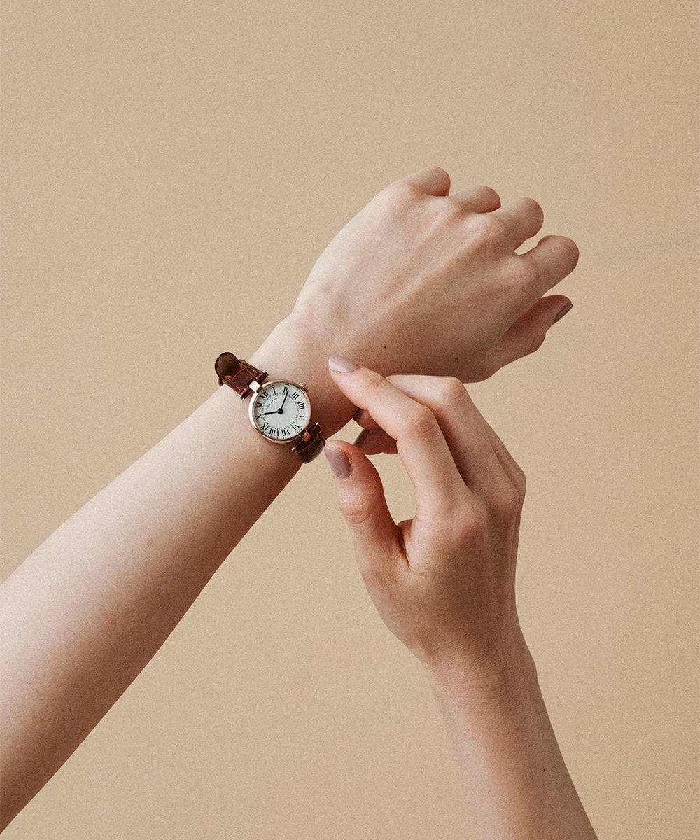 MATOW マトウ AURA ROUND ROSE GOLD BROWN LEATHER レディース 腕時計