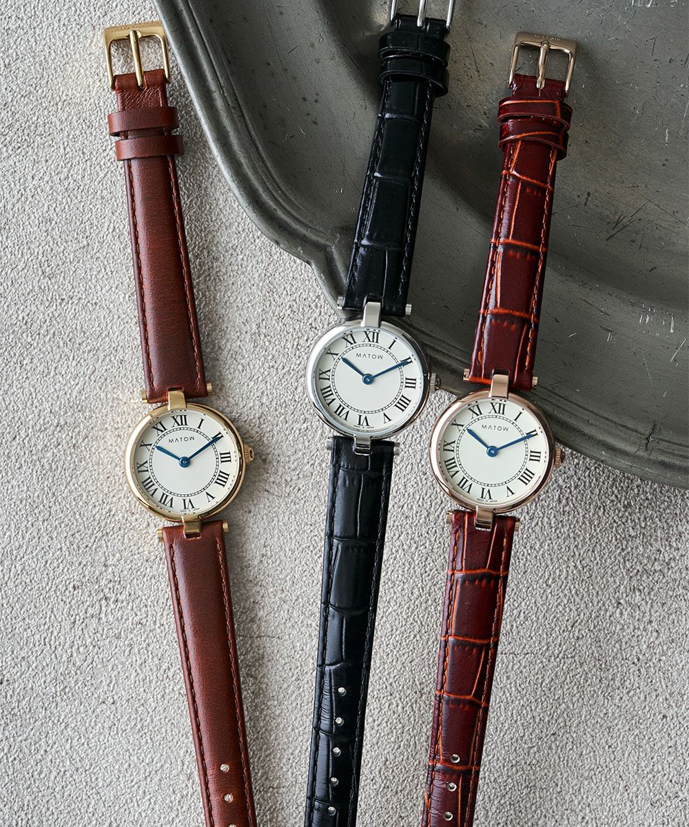 MATOW マトウ AURA ROUND GOLD BROWN LEATHER レディース 腕時計