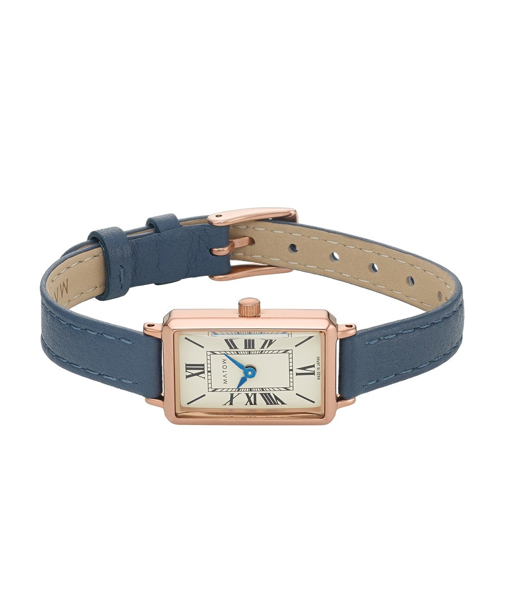 月華☪️ MATOW マトウ TSUKI 月華 / SQUARE ROSE GOLD CREAM NAVY LEATHER